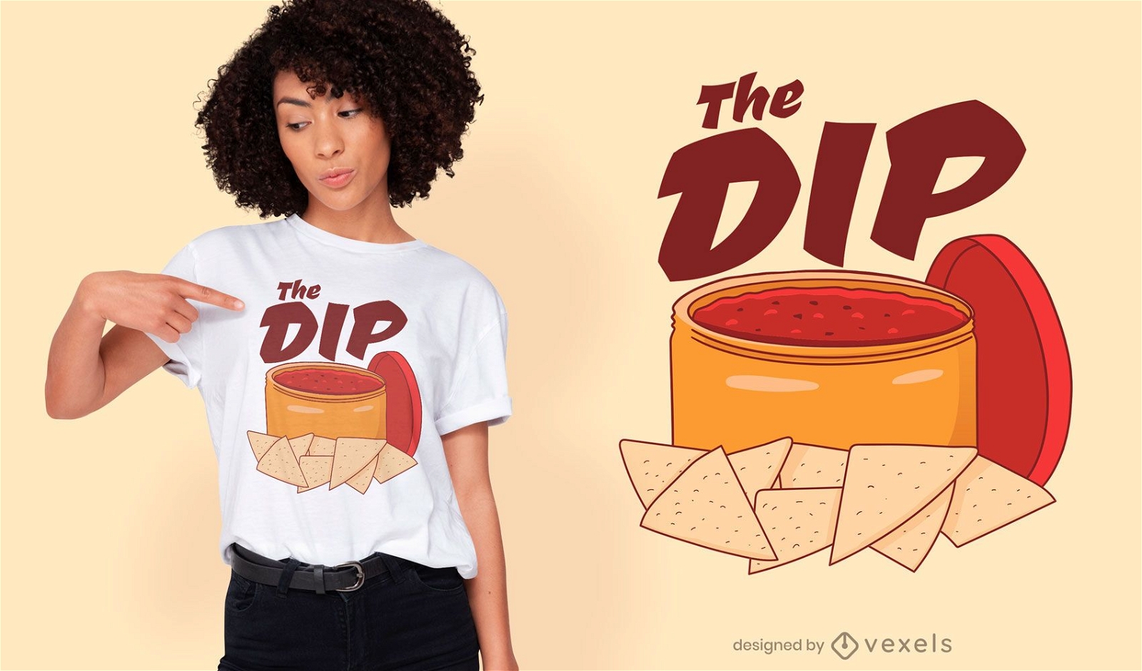 T-Shirt-Design mit Nachos-Dip-Sauce
