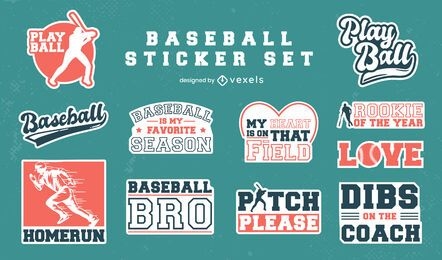 Set von Vintage-Baseball-Aufklebern