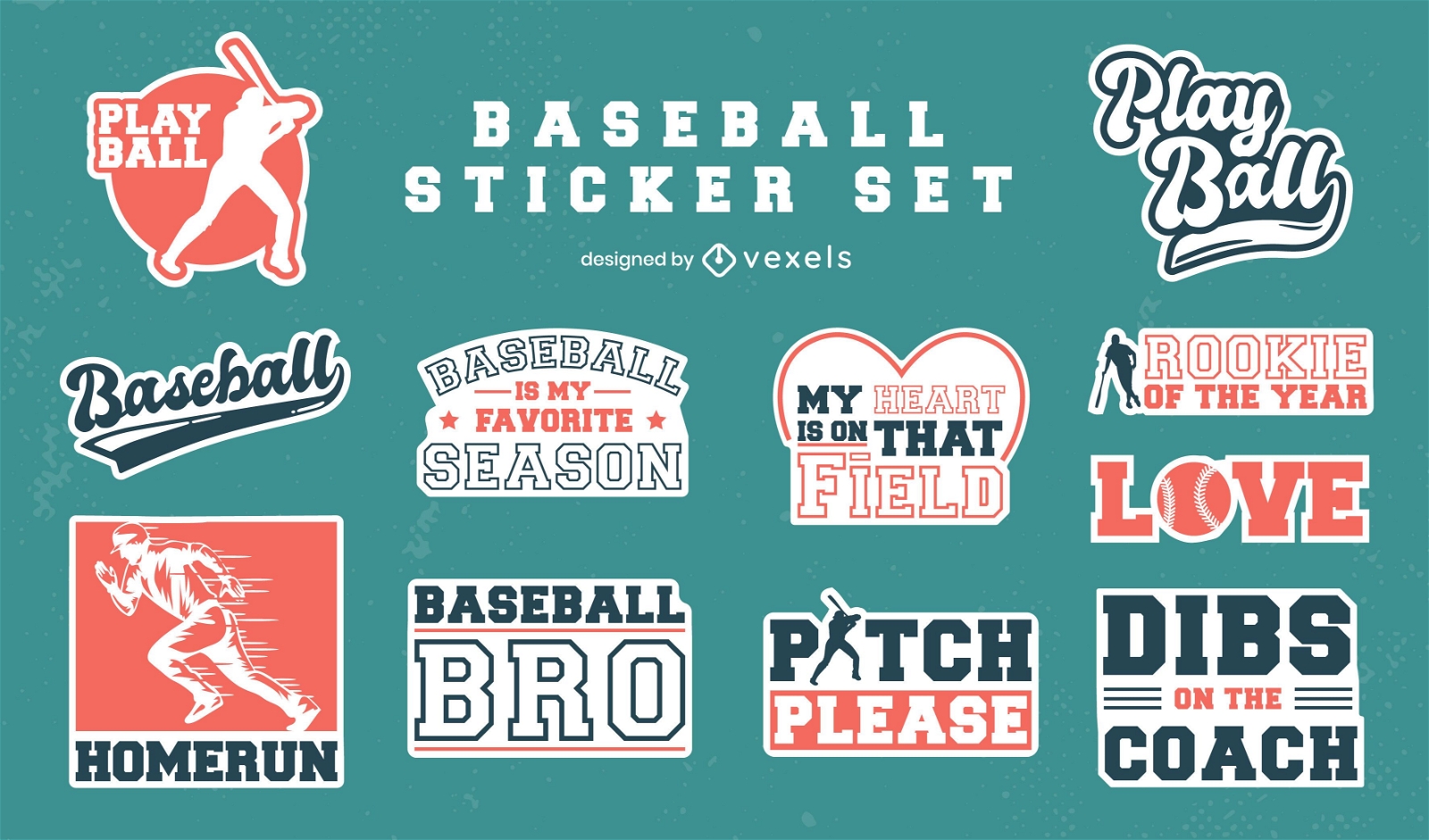Set of vintage baseball stickers