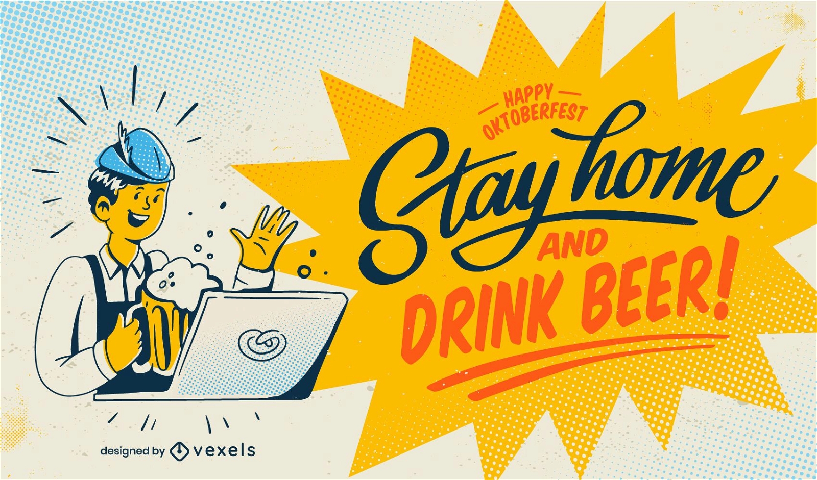 Vintage stay home and drink beer lettering