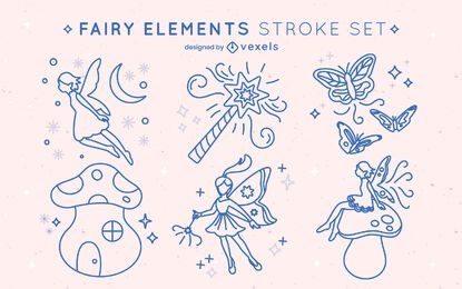 Set of stroke fairy elements