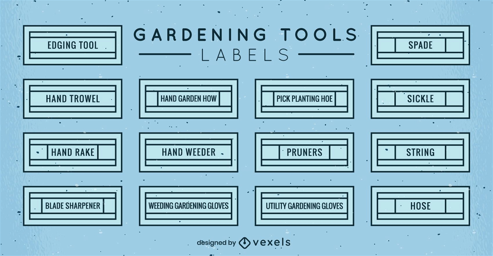Gardening tools labels set