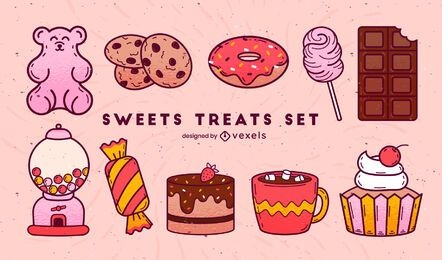 Color stroke set of sweet treats