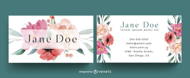 Floral watercolor business card template Floral watercolor business card template