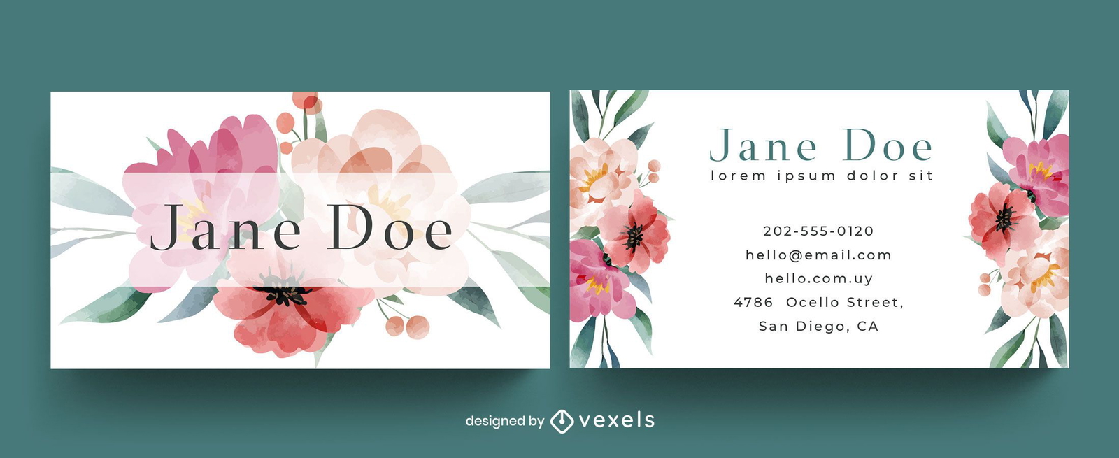 Floral watercolor business card template