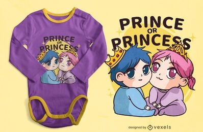 Diseño de camiseta de bebés rey y reina.