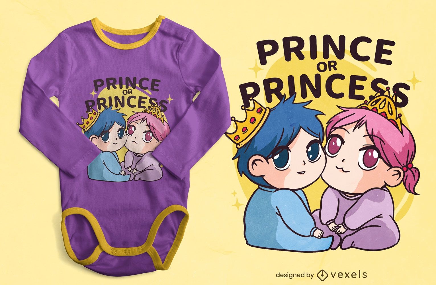 Design de camisetas beb?s rei e rainha