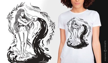 Woman dark art nouveau t-shirt design