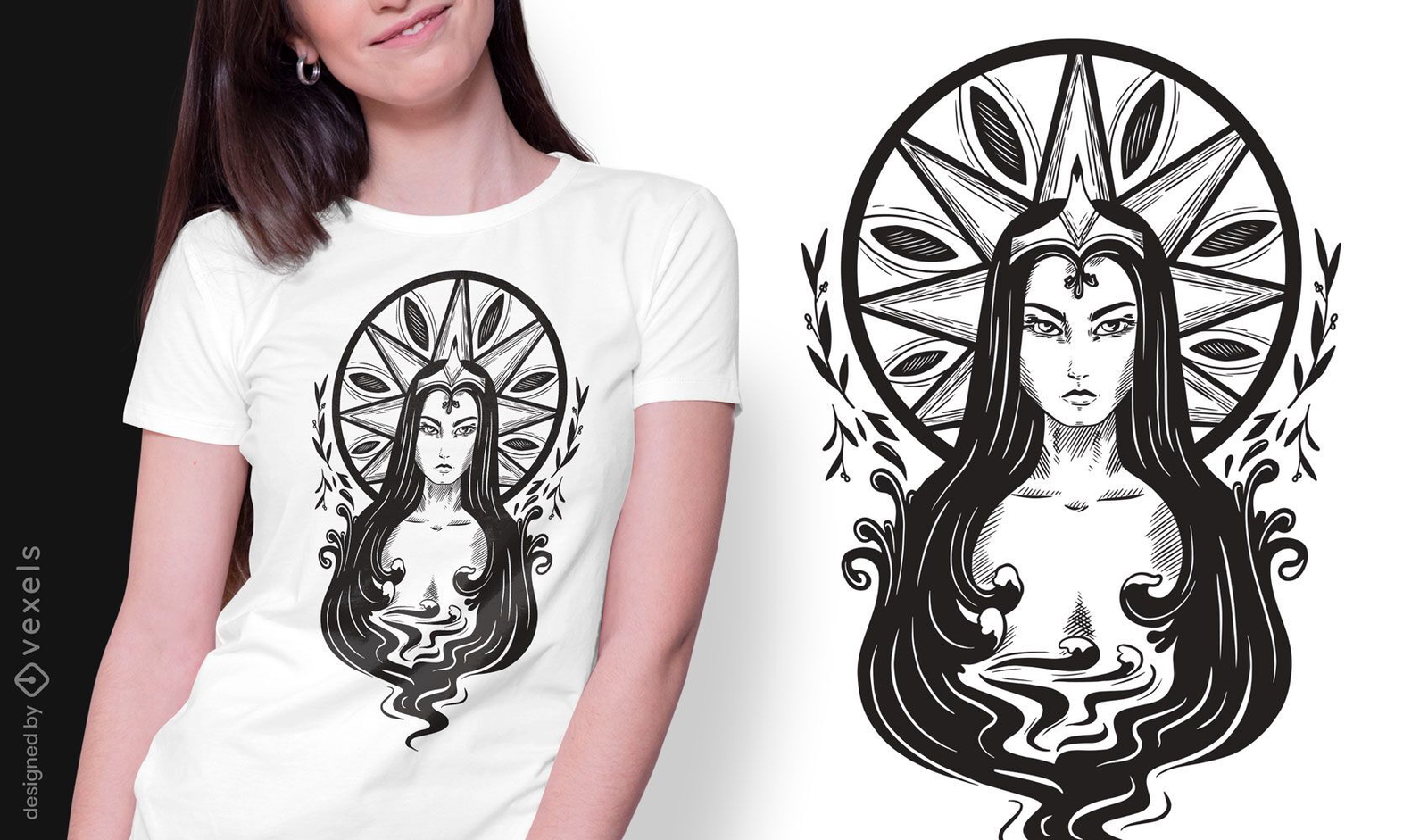 Diseño de camiseta art nouveau oscuro de la reina