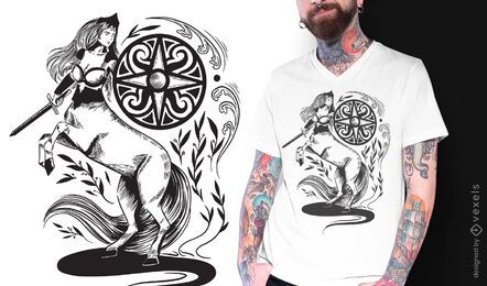 Design de t-shirt centauro art nouveau escuro