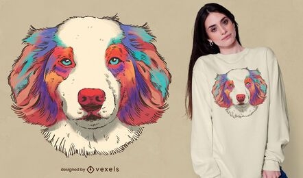 Dog australian shepherd realistic t-shirt design