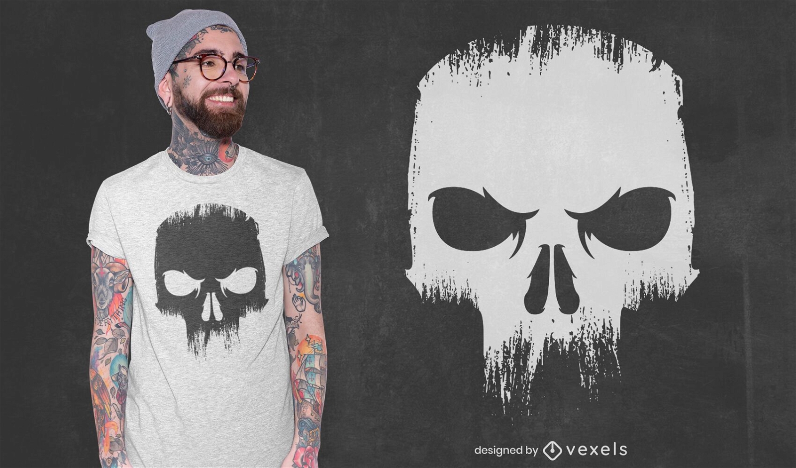 Angry skull scary t-shirt design