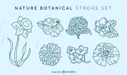 Beautiful set of stroke flowers Beautiful set of stroke flowers