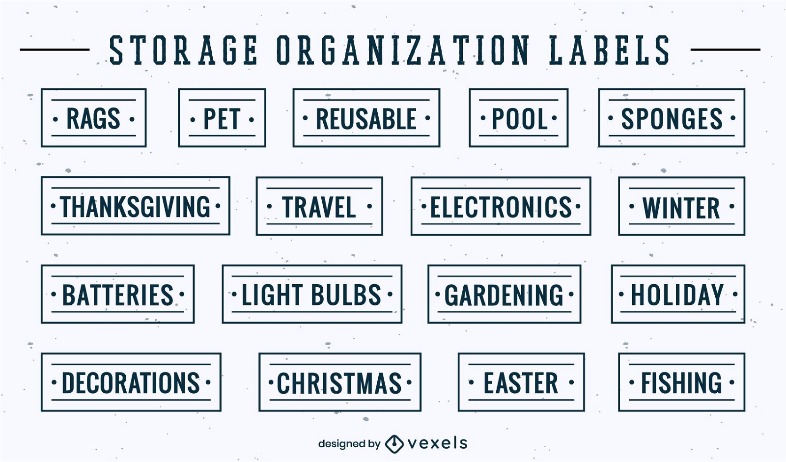 Set of item and tools organization labels