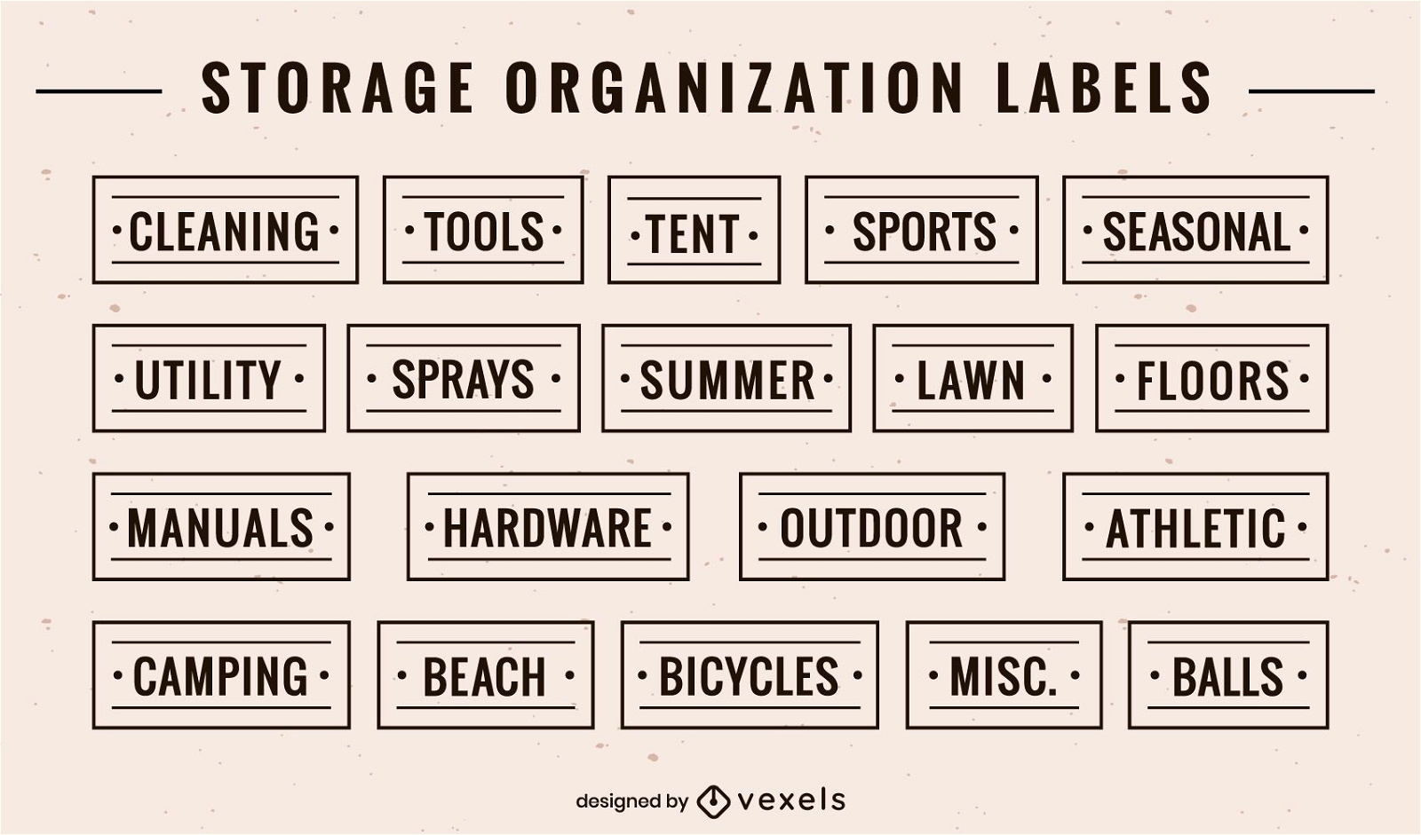 Set of storage organization labels