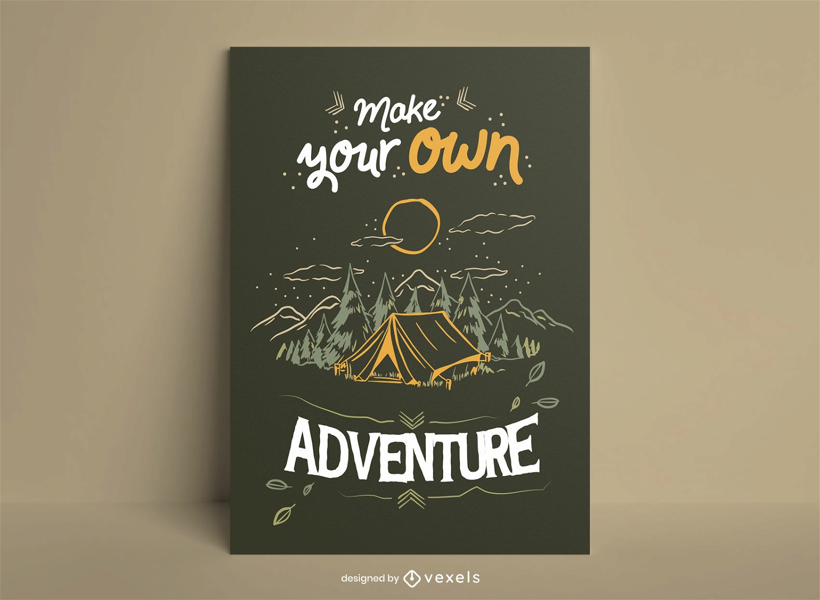 Faça seu próprio pôster de aventura de acampamento