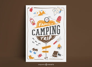 Cartel de letras de viaje de campamento familiar