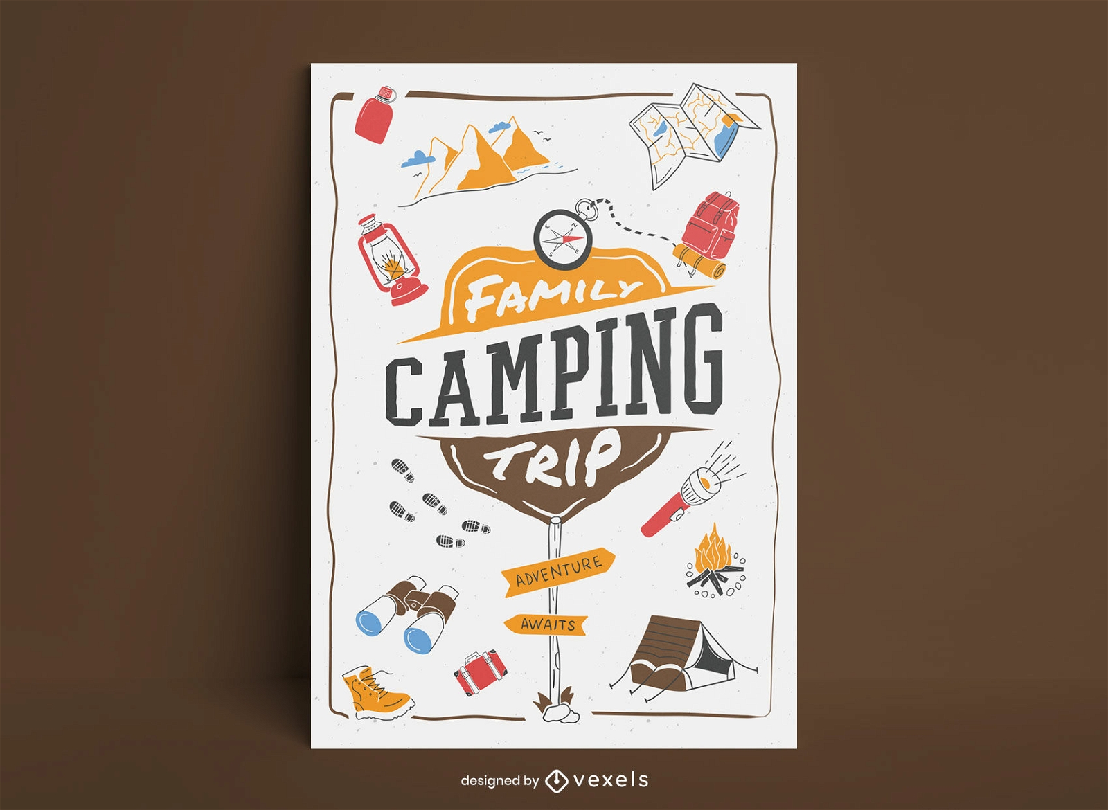 Family camping trip lettering poster 