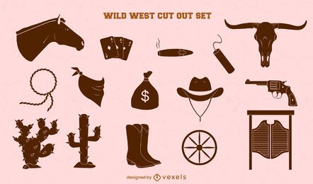 Set of cowboy cut out elements Set of cowboy cut out elements