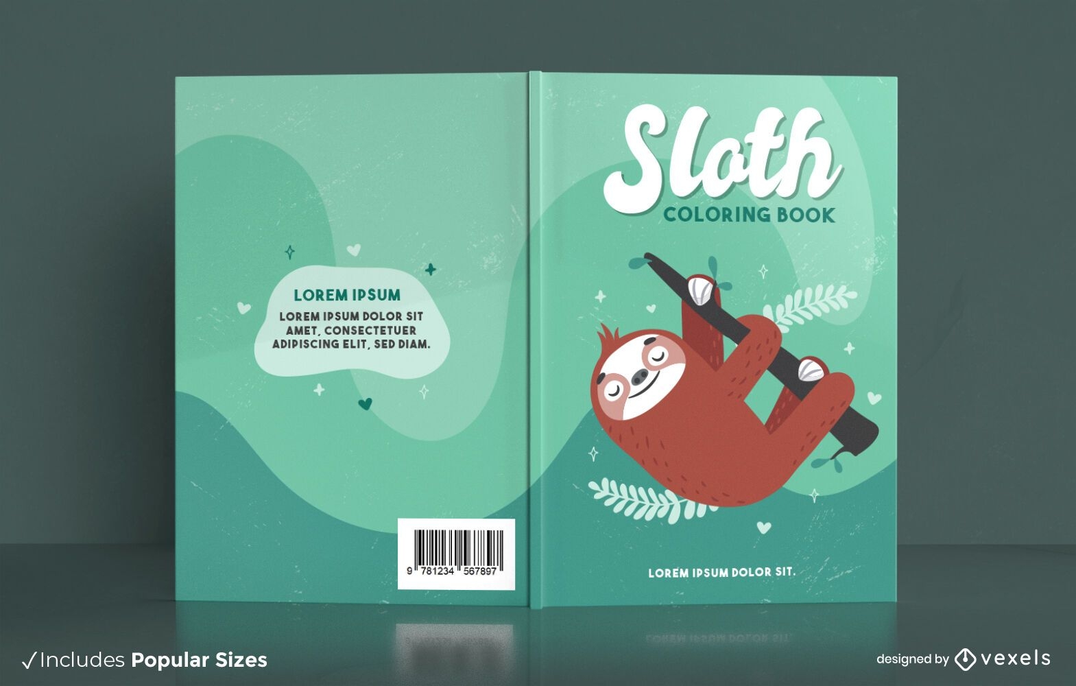 Design de capa de livro para colorir de animais pregui?a