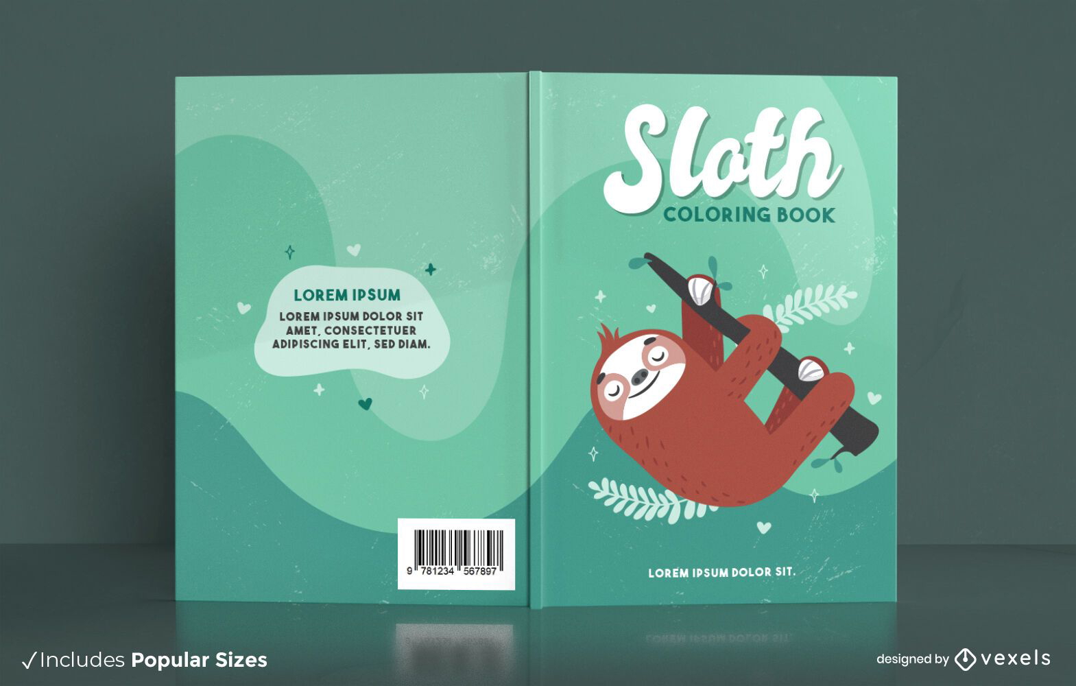 Diseño de portada de libro para colorear de animales perezosos