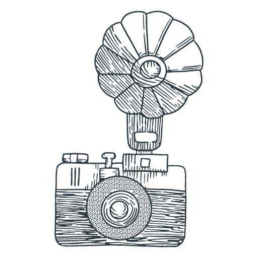 Camera with flash hand drawn PNG Design
