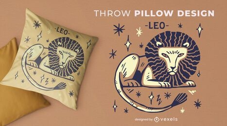 Leo zodiac sign hand drawn throw pillow