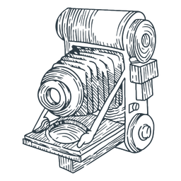 Câmera analógica vintage desenhada à mão