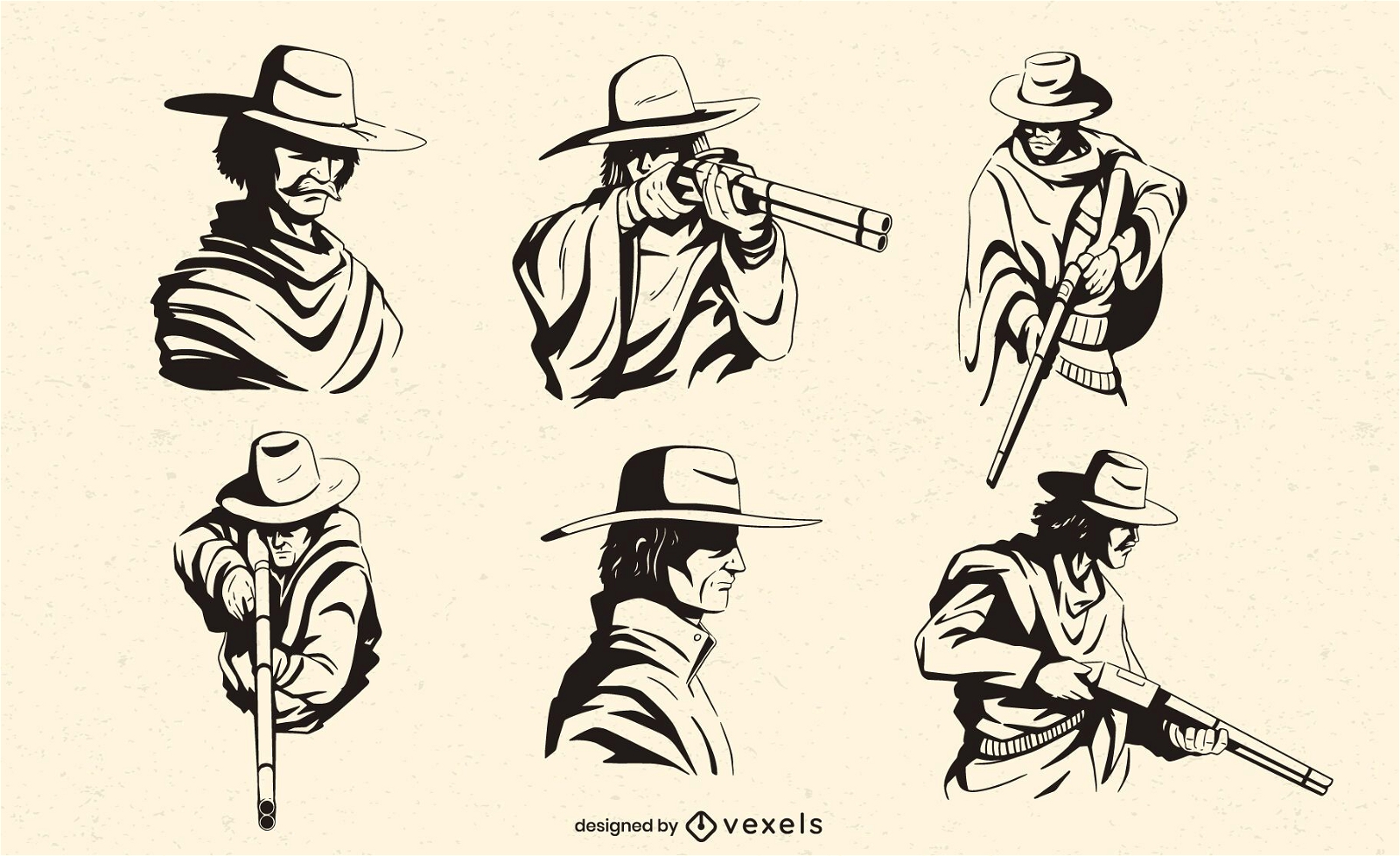 Cowboyfiguren mit Gewehrset