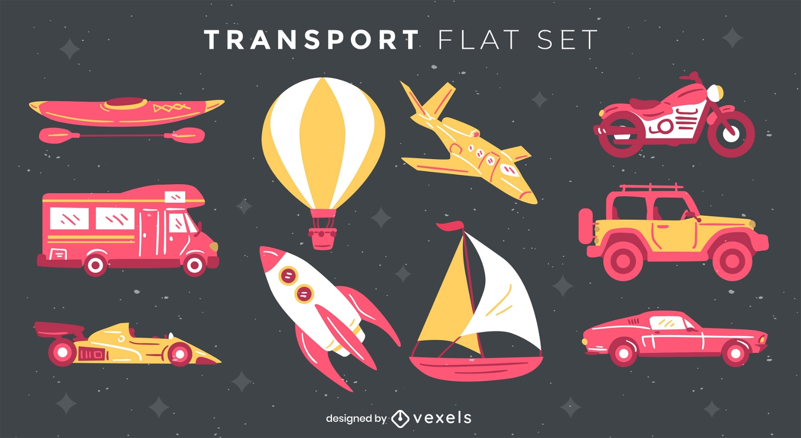 Flat transport set of elements