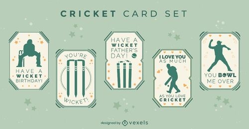 Cartão de críquete com conjunto de aspas
