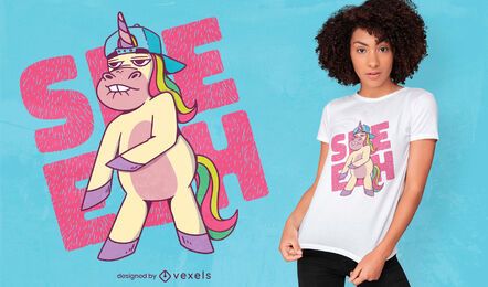 Hip-Hop-Einhorn-Kreatur-T-Shirt-Design