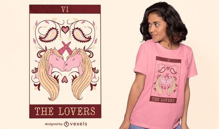 Kissing unicorns tarot card t-shirt design