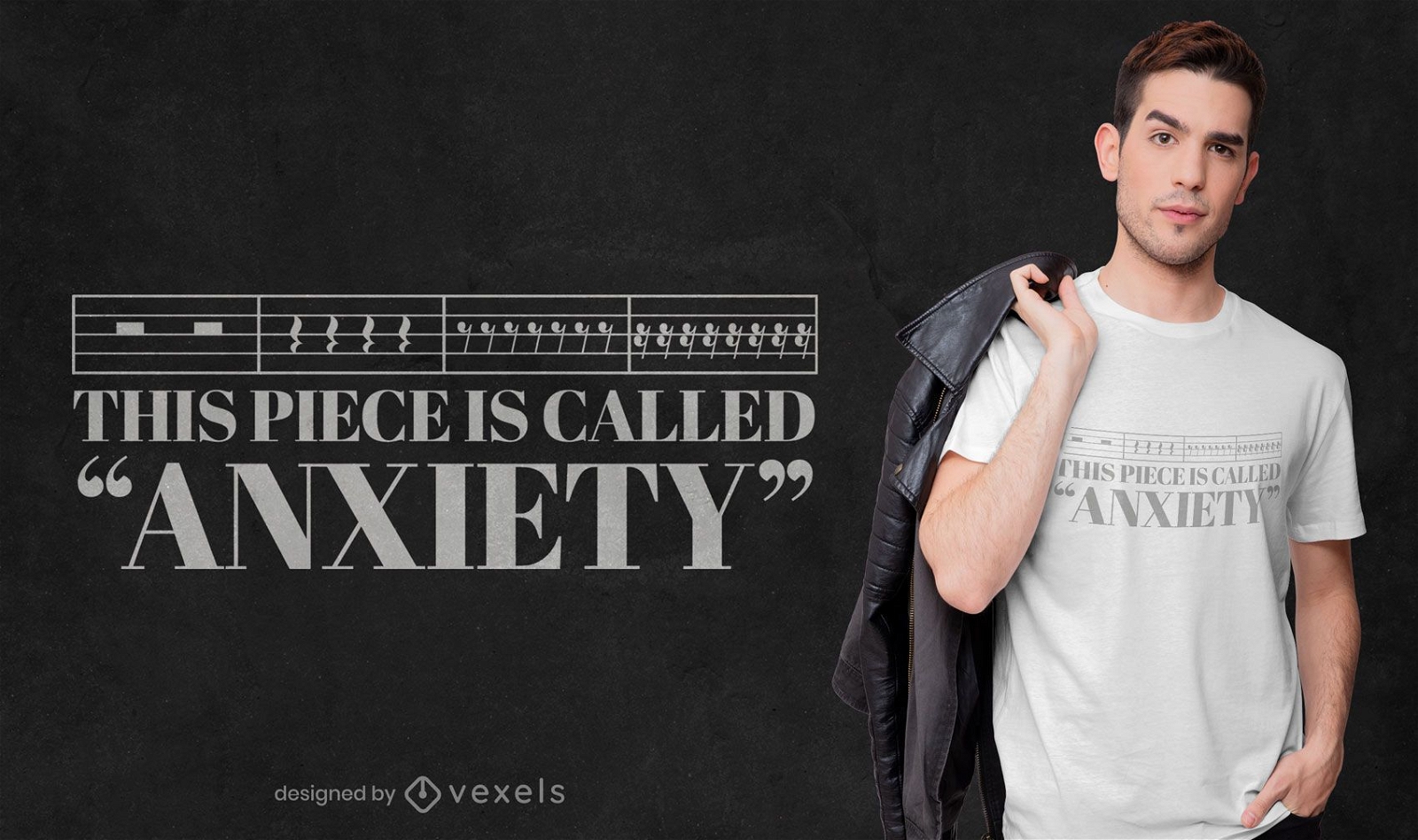 Design de t-shirt de citação de ansiedade de notas musicais