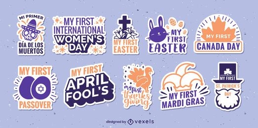 Set of first festivals stickers