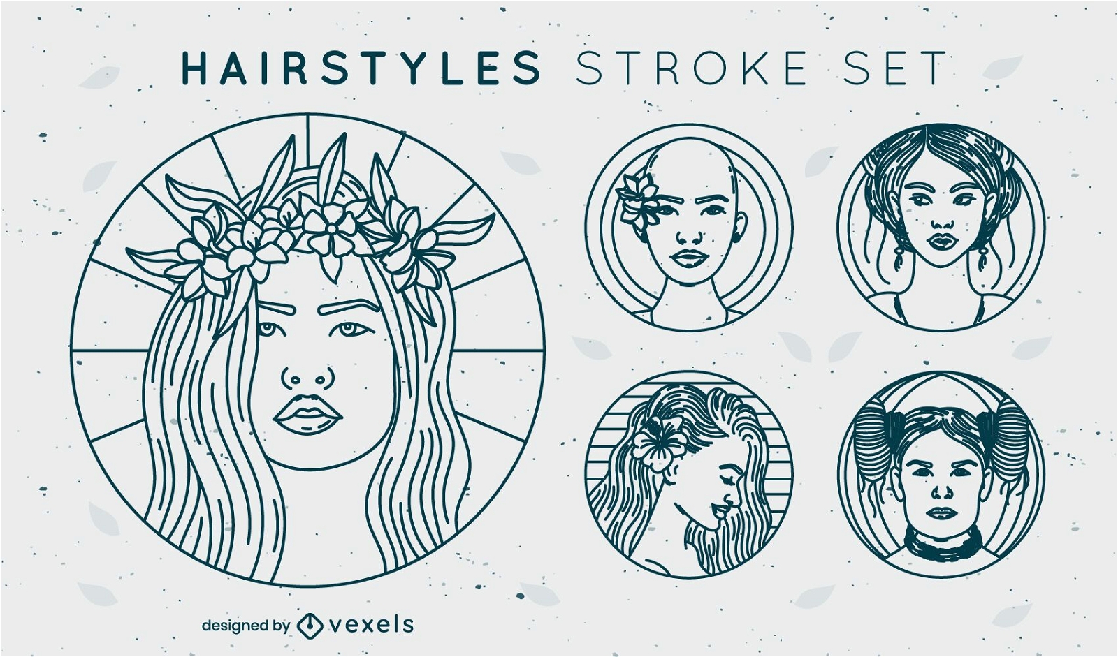 Simple set of stroke hairstyle badges