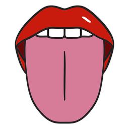 Sticking Tongue Out Color Stroke PNG & SVG Design For T-Shirts