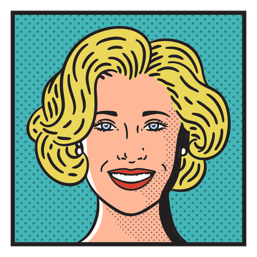 Smiling woman comic PNG Design