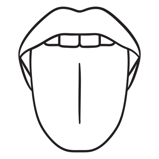 Mouth stroke tongue PNG Design