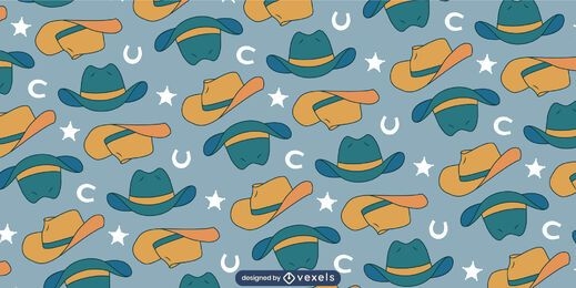 Patrón de sombreros de vaquero de trazo de color fresco