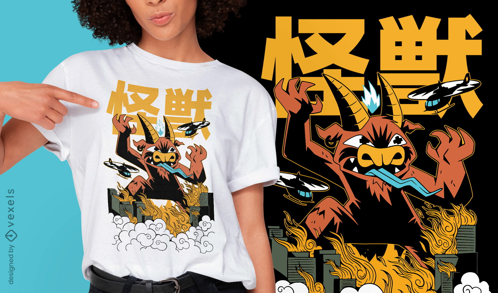 Ziegenbaphomet Monster Attack T-Shirt Design
