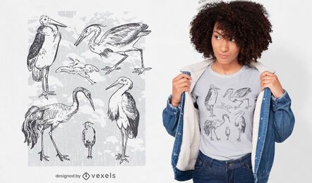 Birds animal hand drawn t-shirt design