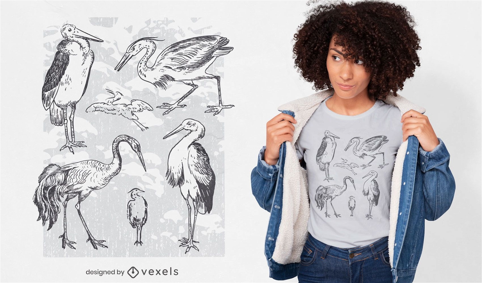 Vogel Tier handgezeichnetes T-Shirt Design