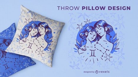 Gemini zodiac throw pillow design