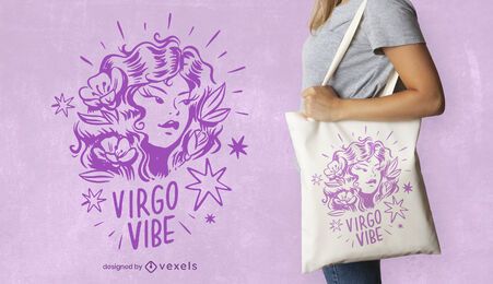 Diseño de la bolsa de asas del zodiaco Virgo