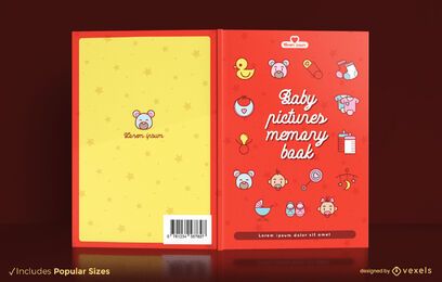 Design de capa de livro com fotos de bebês