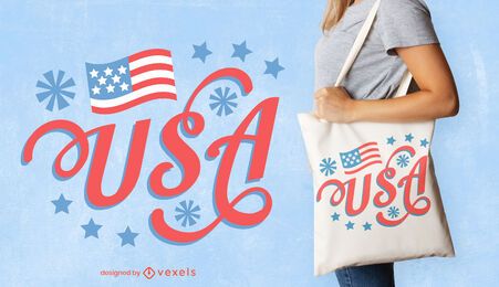 Usa-Schriftzug Tote Bag Design