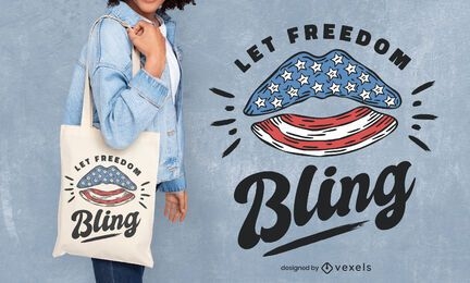 Let freedom bling tote bag design