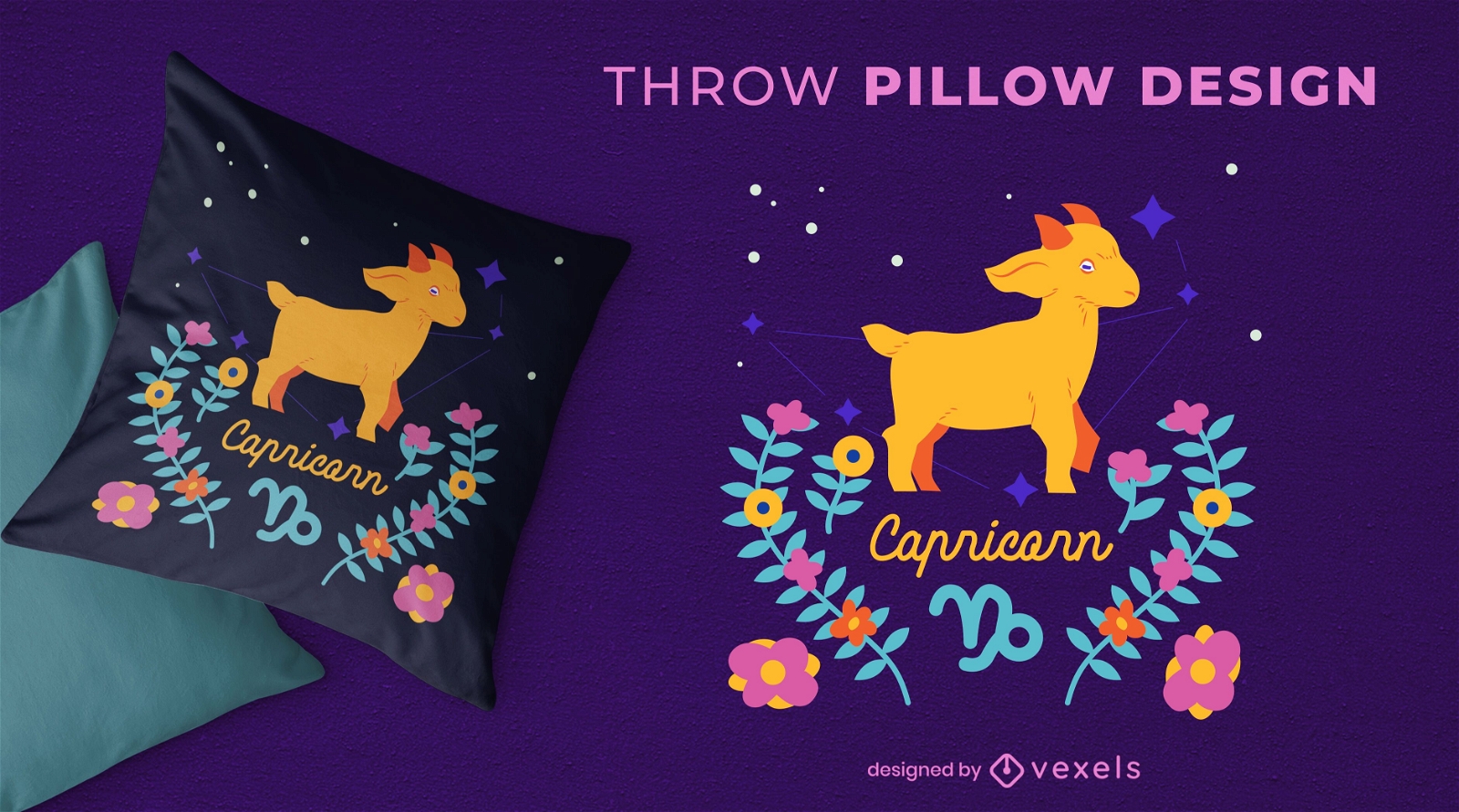 Capricorn zodiac sign pillow design