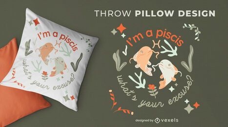 Piscis zodiac throw pillow design